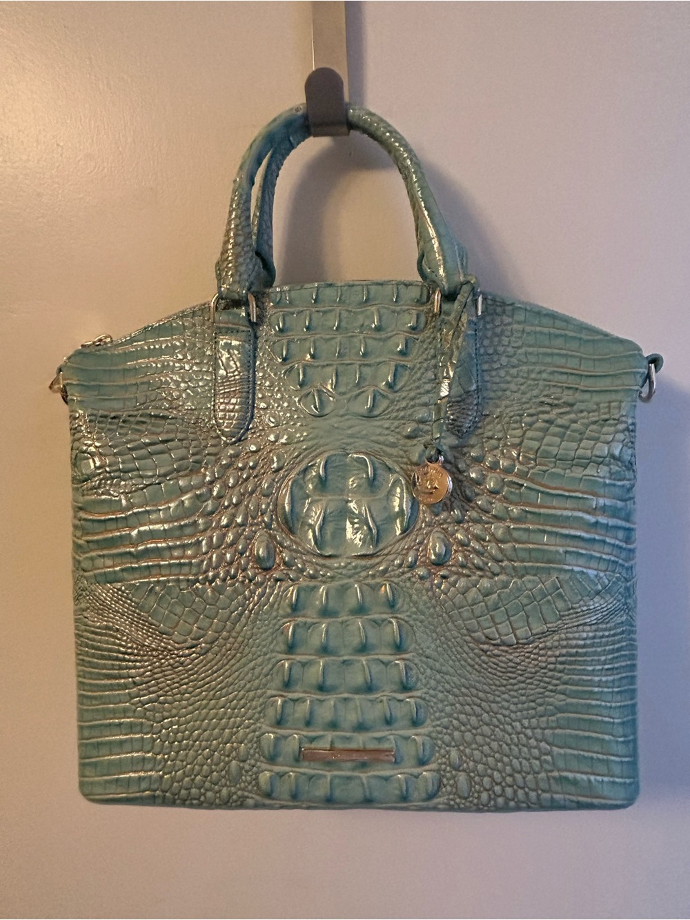 Brahmin Large Duxbury Satchel in Waterfall Melbourne Croco Embossed Leather